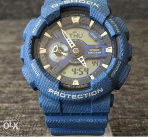 Round Blue Casio G-Shock Chronograph Digital New Watch