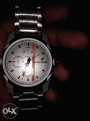 Round Silver Fastracks Chronograph Watch With Link Bracelet