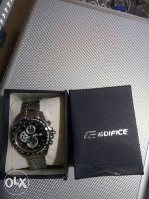 Round Stainless Steel Casio Edifice Chronograph On Box