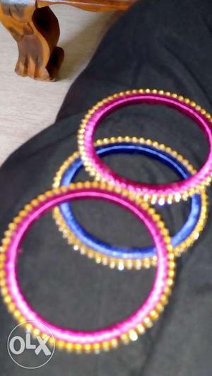 Silk thread stone bangles