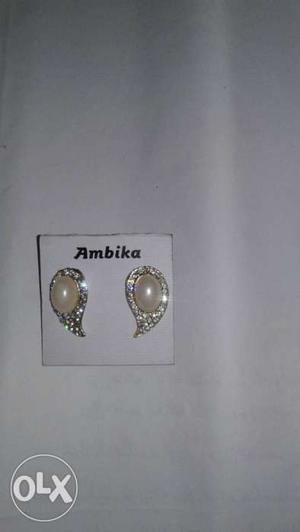 Silver-colored Ambika White Pearl Earrigns