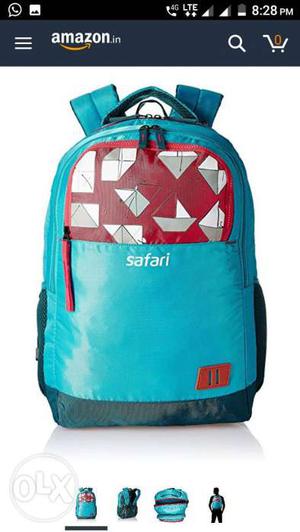 Teal And Red Safari Leather Backpack