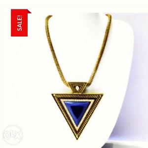 Triangle-shape Sapphire Gold-color Pendant