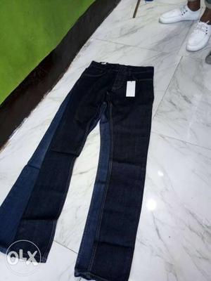 Two Black And Blue Denim Pants