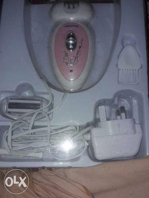 Unused White And Pink Hair Trimmer Set Package