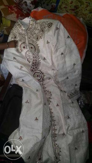 White And Gray Kaftan Robe