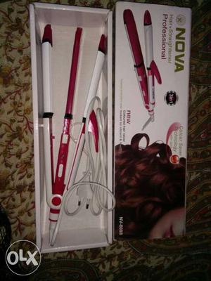 White And Pink Nova Hair Curling Iron With Box