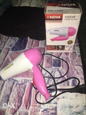 White And Pink Nova W Hair Dryer With Box