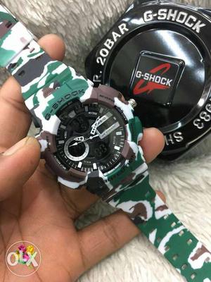 White, Green And Brown Camouflage Casio G-Shock