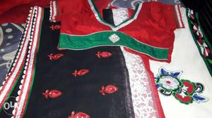 White, Red, And Black Traditional Dress Set