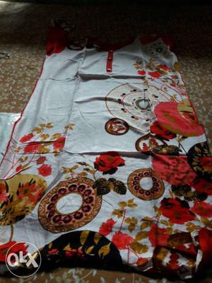 White, Red, And Brown Textile