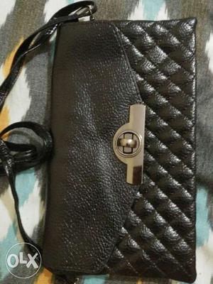Women's Black Leather Sling Bag