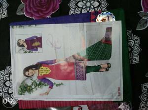 Women's Purple, Red, And Green Sari Traditional Dress