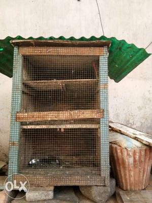 Blue Wooden Pet Cage