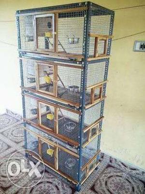 Brown And Gray-framed 4-layer Pet Cage