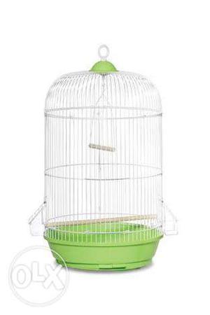 White And Green Steel Cloche Birdcage