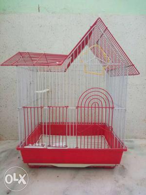 White And Red Bird Cage