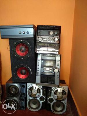 2 set of systems with speakers, watts