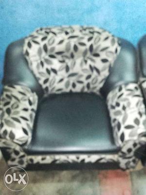 Black And White Leather Padded Armchair