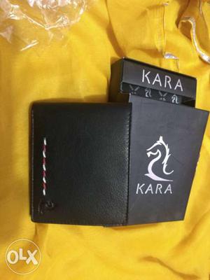 Black Kara Leather Bi-fold Wallet new