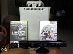 Black Xbox 360 Kinect With Two Game Cases