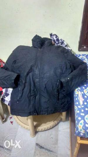 Black Zippered Jacket With Hood