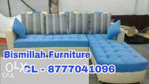 Blue and white sectionals couch sofa set with