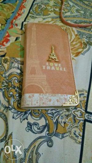 Brown And White Love Travel Long Wallet