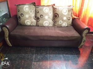 Brown Fabric 3+1+1 seat Sofa