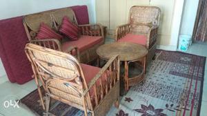 Cane sofa set with cushion. In perfect good
