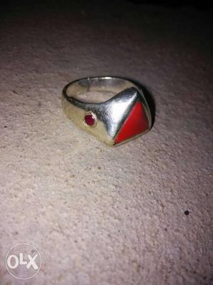Coral Garnet Pure Silver Ring