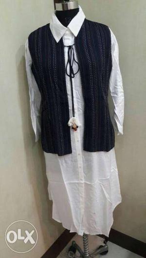 Cotton Plain Kurti with Jacket (Brand New) Size -