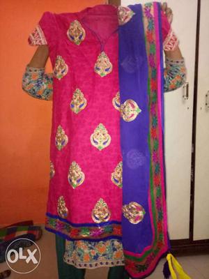 Cotton dress with cotton linen, very nice border