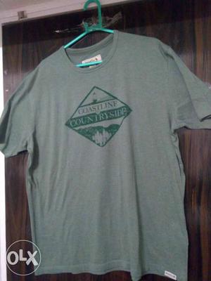 Gray And Green Crew-neck T-shirt