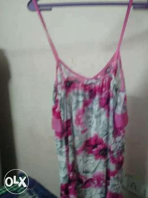 Gray And Pink Floral Spaghetti Strap Top 36