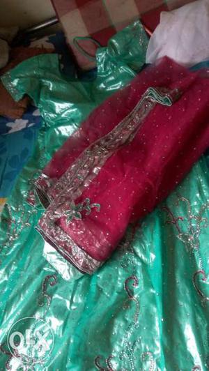 Green And pink lehenga Traditional Dress