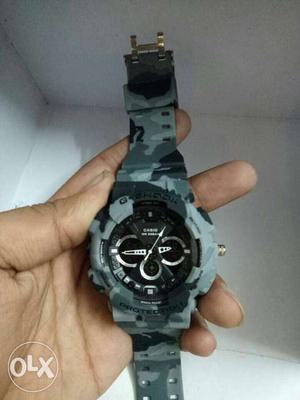 Grey And Back Camouflage G-shock Watch
