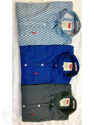 Men's Blue, Grey And Black Levi's Checked Dress Shirt