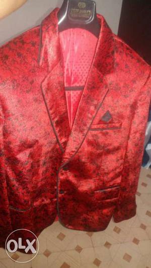 Men's Red Floral Suit Jacket