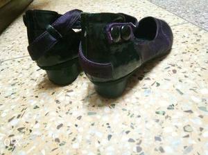 New Purple and Black Satin leather Heels.