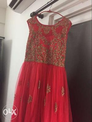 Party wear dress, unworn, tag attached, red color, size fit
