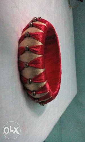 Red And Brown Silk Thread Bangle