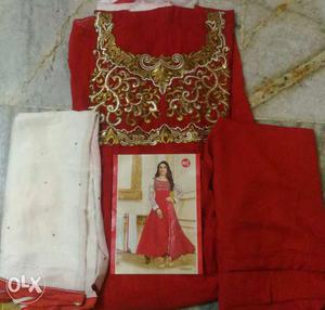Red And White anarkaliTraditional Dress