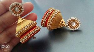 Silk thread jhumkha - double
