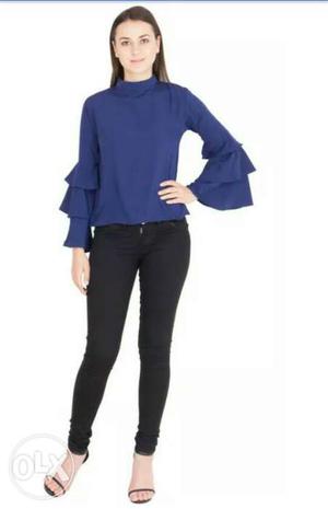 Women's Blue Long-sleeved Shirt