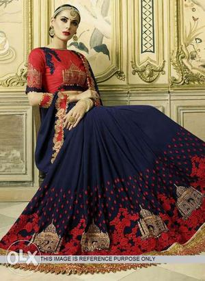Women's Dark-blue, Red, And Yellow Traditional Dress