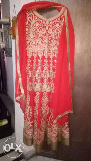 Women's Red And Gold Traditional Dress