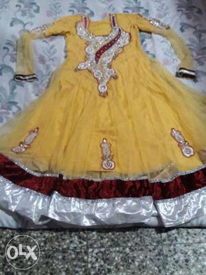 Yellow And Red Anarkali Traditional Dress