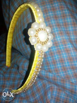Yellow Pearl Embellished Headband