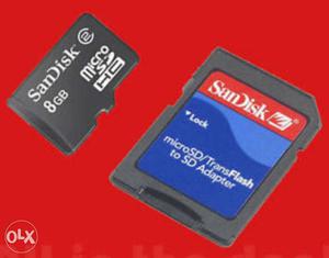 8 GB Black Sandisk Micro SD Card And Mmicro SD Card Adapter
